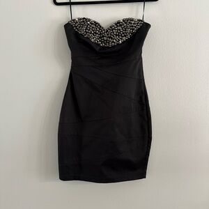Black Strapless Dress with Embellished top-Size Small